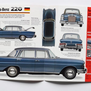 Spec Sheet Mercedes-Benz 220 (1959-1965) (Autofoto Info Broschüre Druck Teile Anzeige Vintage Oldtimer Rennrallye Stuttgart)