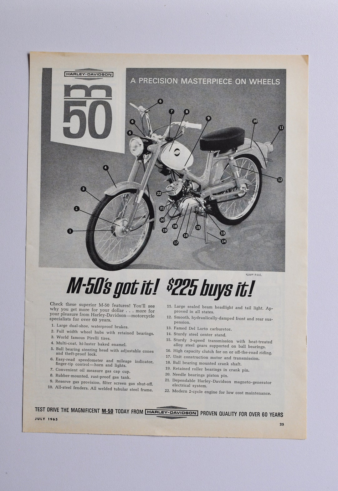 Harley Davidson Motorcycle Gunk Cleaner Original 1950s Print Advertisement  