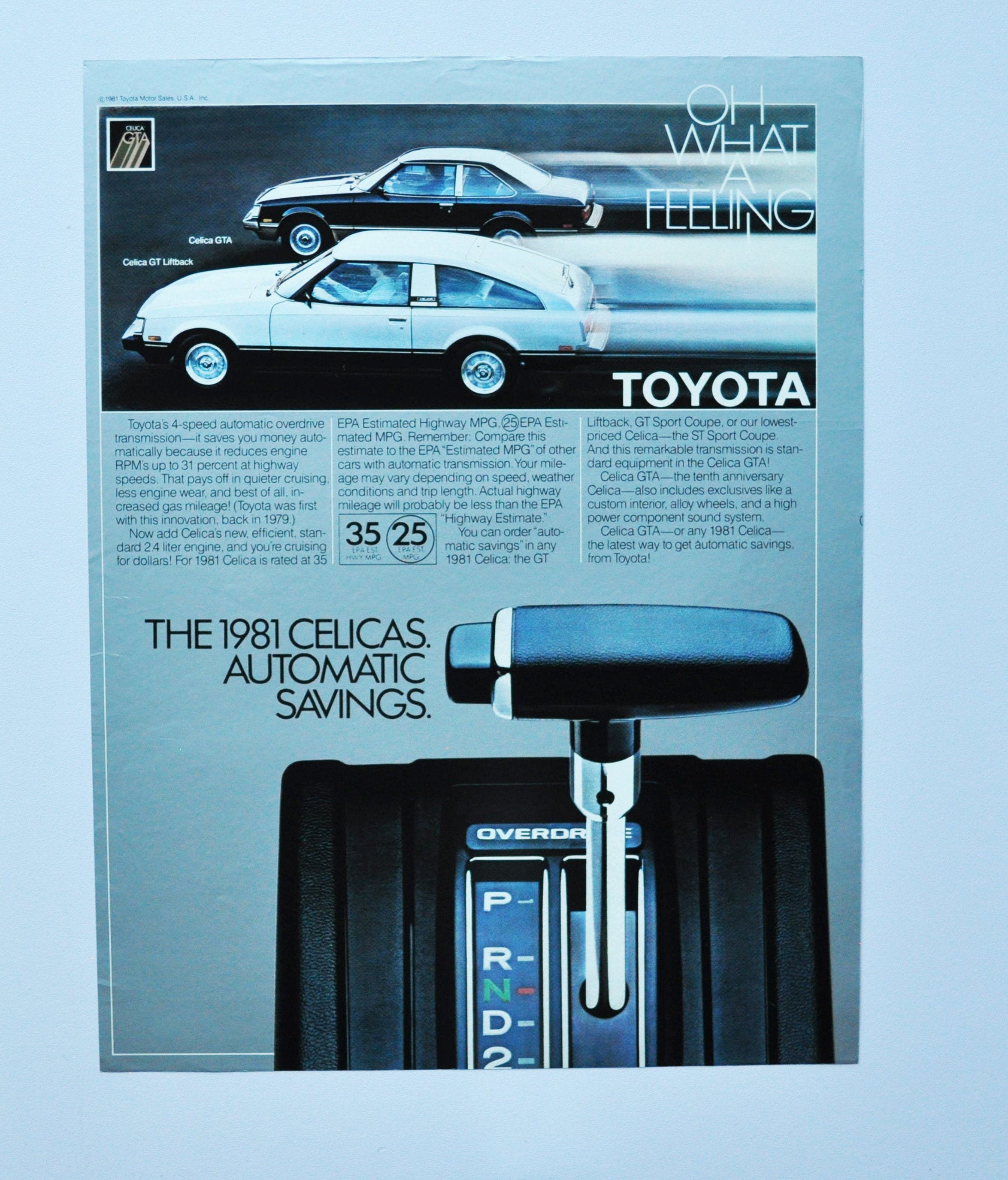 Large Car Ad 1981 Toyota Celica (luxury Motorcar Classic Old Photo
