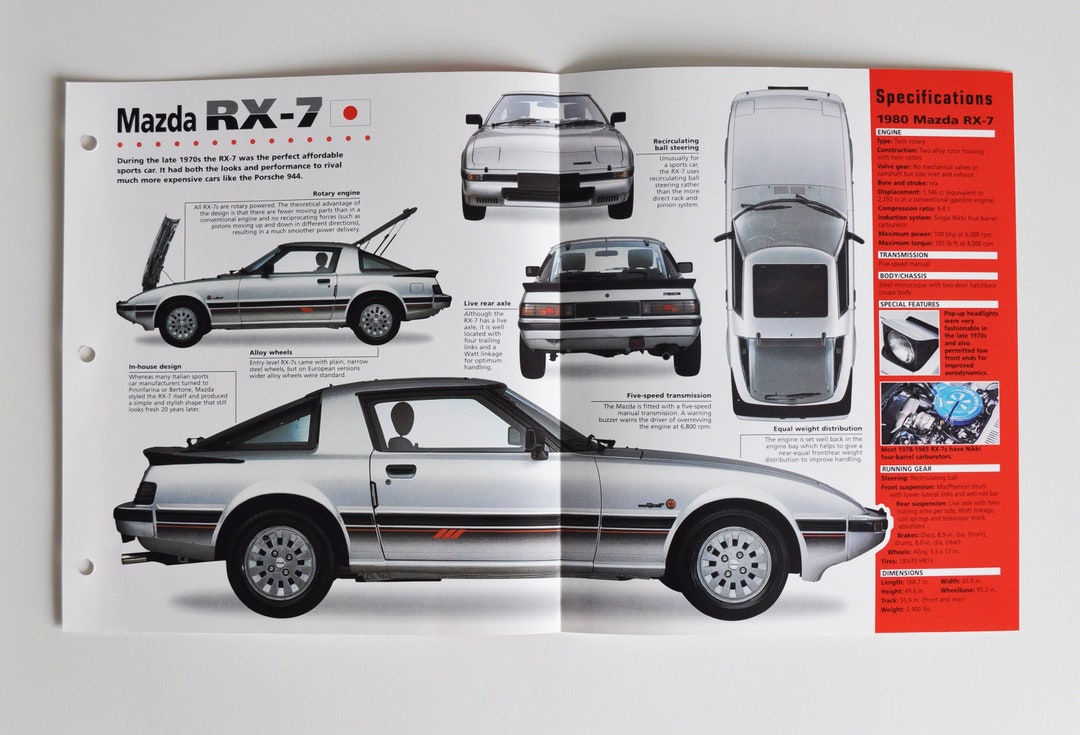 Spec Sheet Mazda RX 7 1978 1985 motor Car Photo Stat Info Specs Spec Sheet Mazda RX 7 1978 1985 motor Car Photo Stat Info Specs