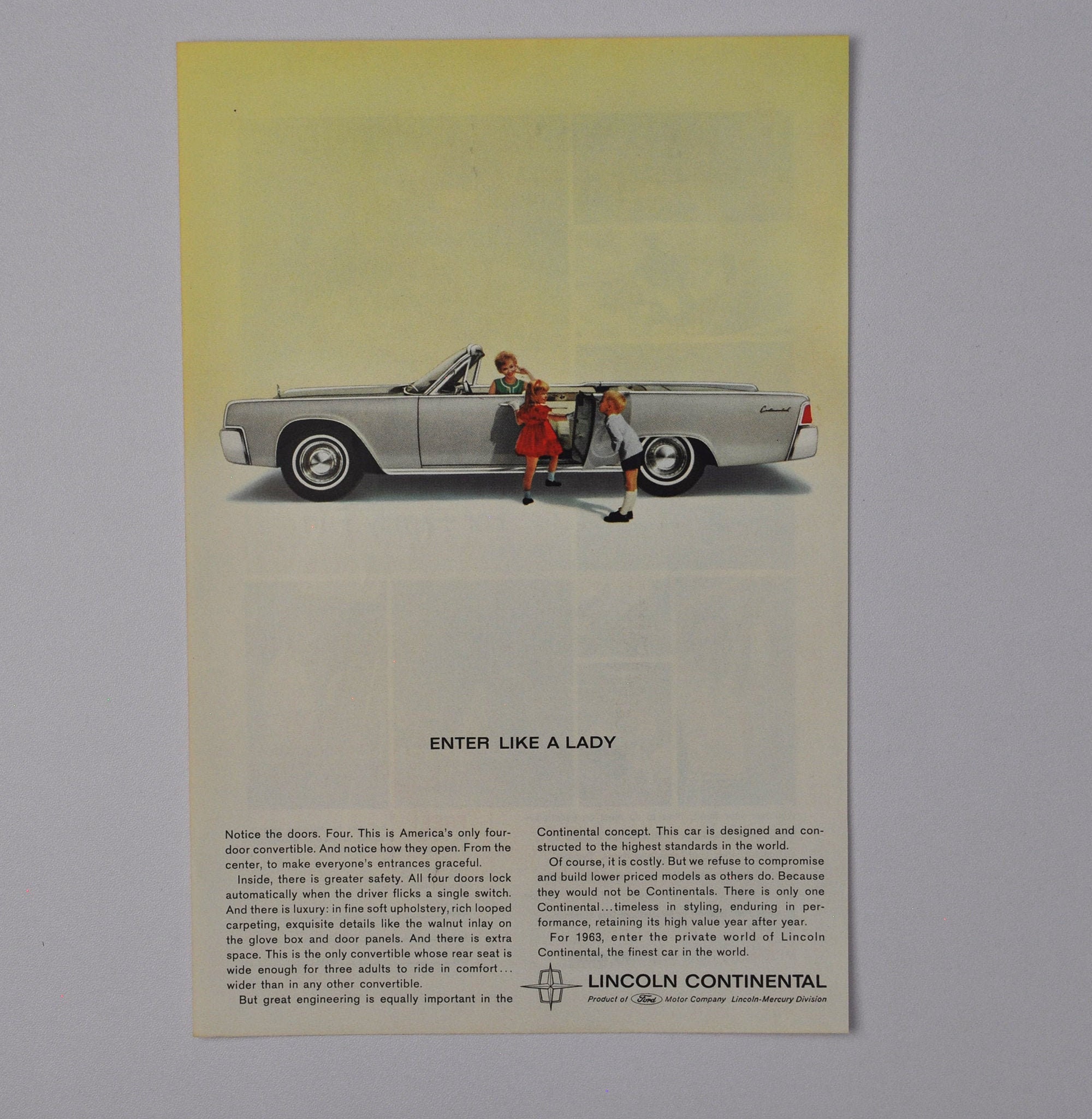 1963 Lincoln Car Ad - Vintage Original (lincoln Continental, Ford