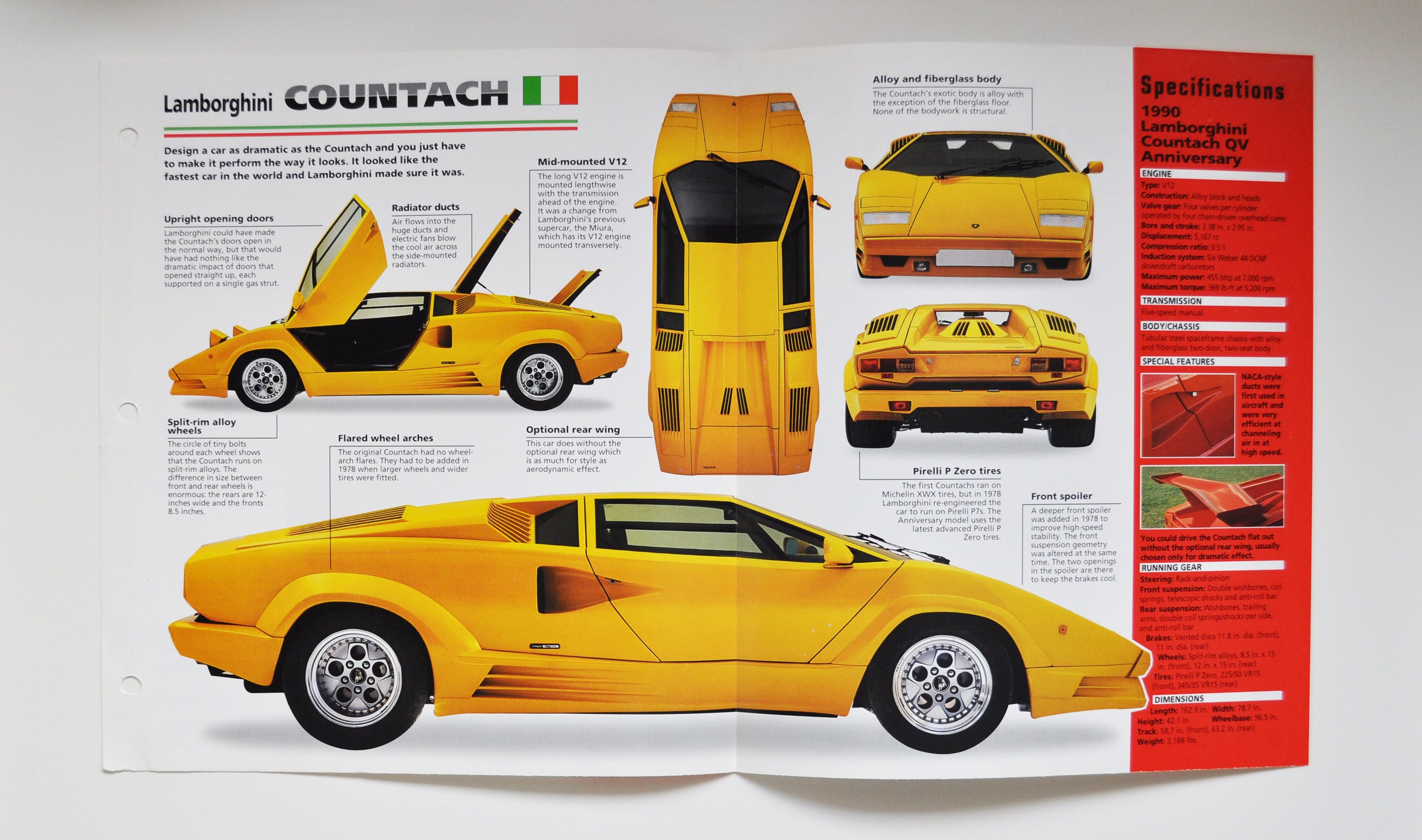 Spec Sheet Countach 19741991 car Photo Stat Etsy Canada