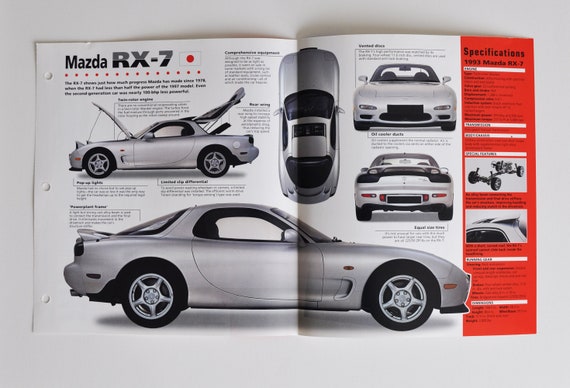 Spec Sheet Mazda RX-7 (1991-1997) (motor Car Photo Stat Info Specs