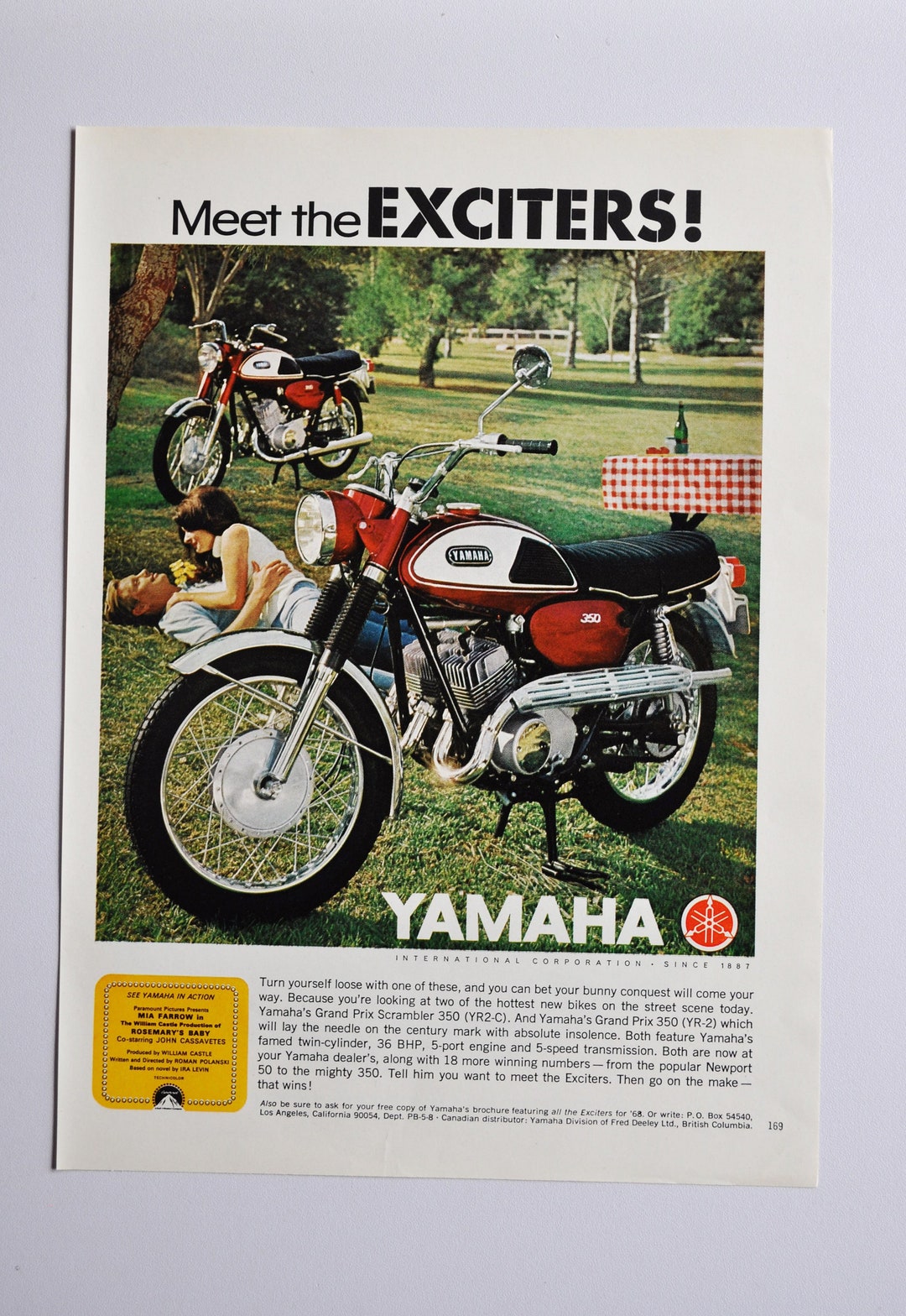 Motorcycle Ad 1960s Yamaha Grand Prix Scrambler 350 (motorbike