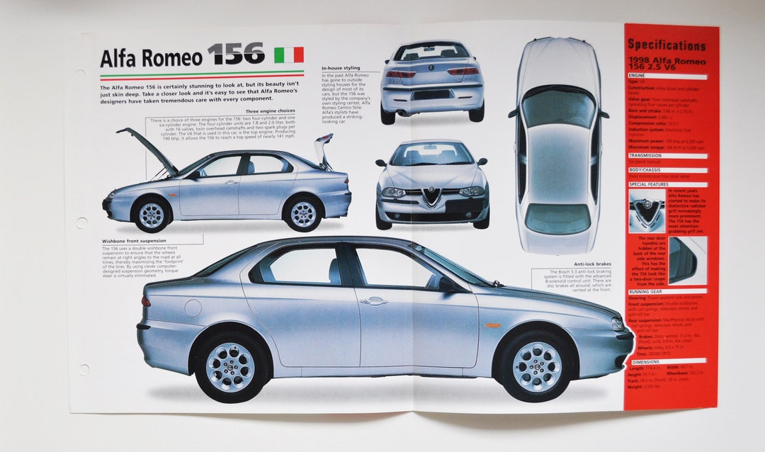 Spec Sheet Alfa Romeo 156 (1997-PRESENT) (car Photo Stat Info