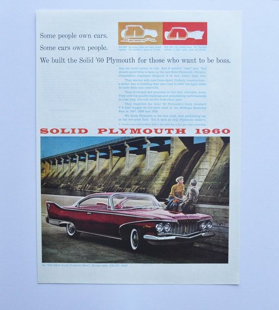 Large Car Ad 1960 Plymouth (motor Company Chrysler Old Classic