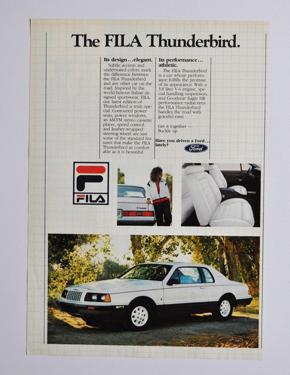 Car Ad 1980's Ford FILA Thunderbird (motor Company Classic Old