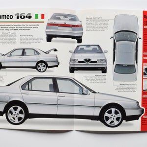 Fiche technique Alfa Romeo 164 (1987-1997) (voiture photo stat info fiche technique brochure pièces ad poster imprimer old race sport italy milan moteur V6 auto)
