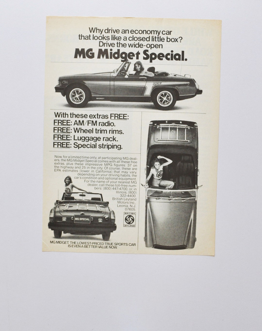 Car Ad 1970's MG Midget Special motor Company Old Classic - Etsy Israel