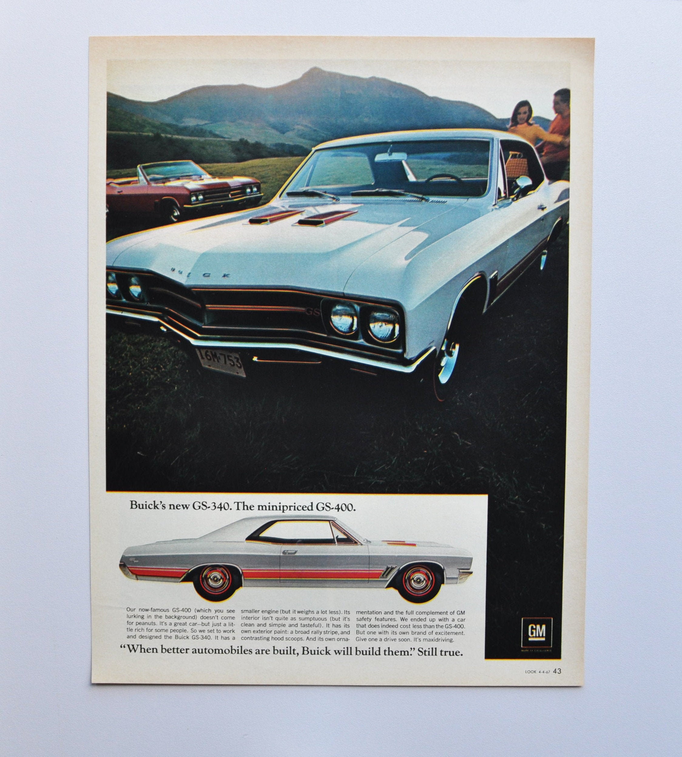 Large Car Ad 1967 Buick Gs 340 General Motors Company Gm Old Etsy