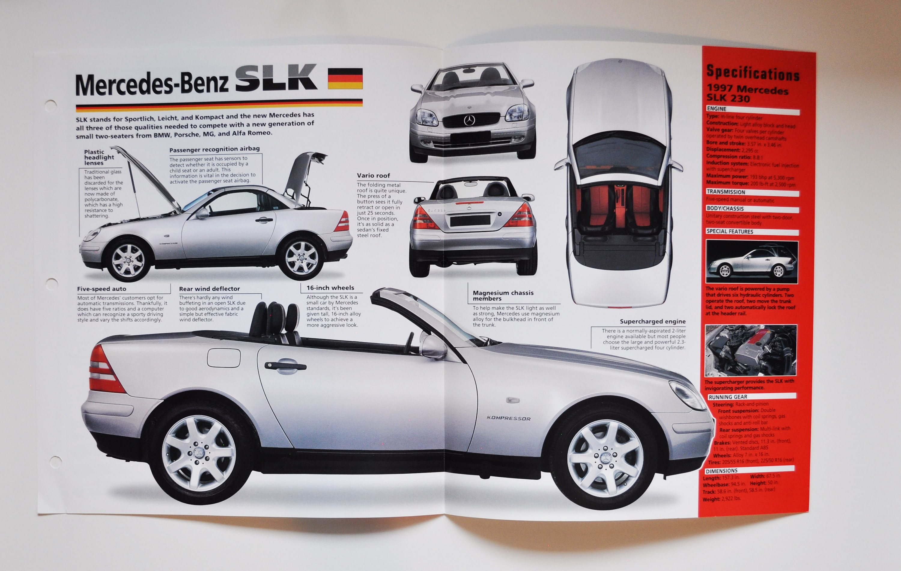 Spec Sheet Mercedes-benz SLK (1996-PRESENT) (car Photo Stats Info