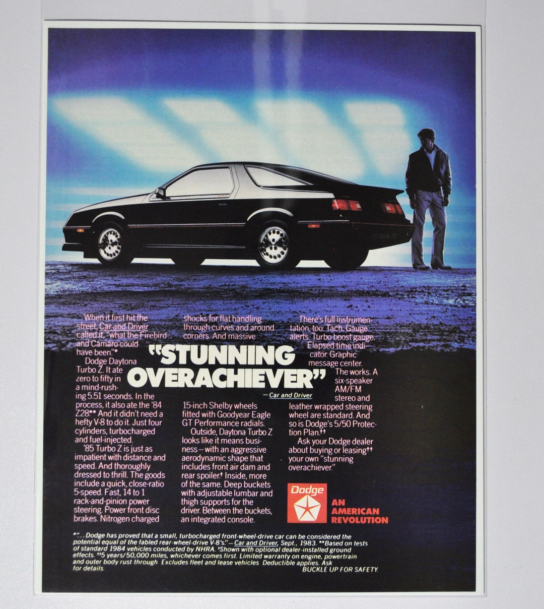 Car Ad 1985 Dodge Daytona Turbo Z motor Company Classic Old Etsy