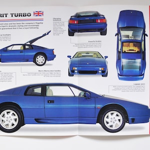 Datenblatt Lotus Esprit Turbo (ab 1988) (Auto-Broschüre mit altem Vintage-Druck)