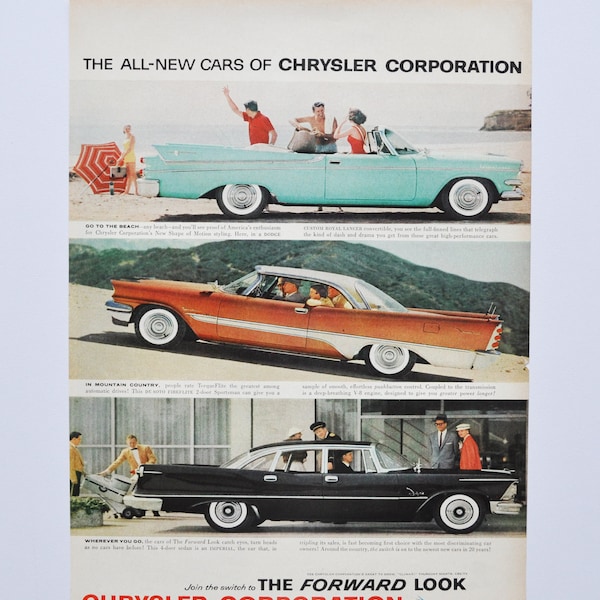 Large Car Ad 1957 Chrysler (motor company classic old photo advertisement parts print brochure Dodge Custom Royal Lancer DeSoto Fireflite)