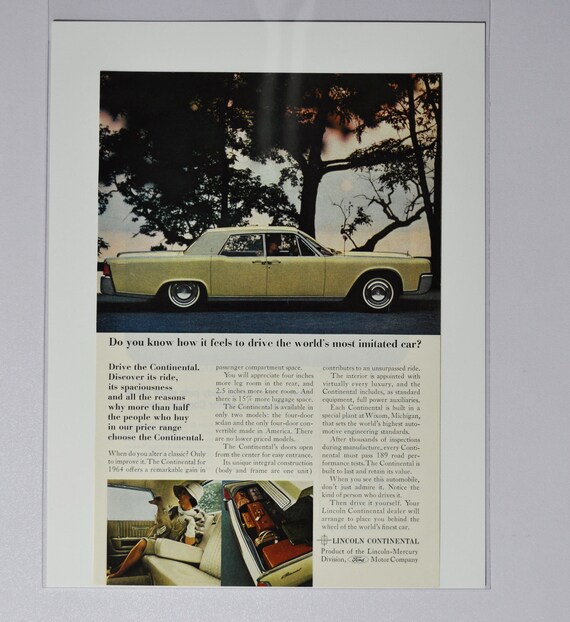 リンカーン・コンチネンタル　アンティークポスター Car Ad 1964 Lincoln Continental (ford Motor Company Mercury