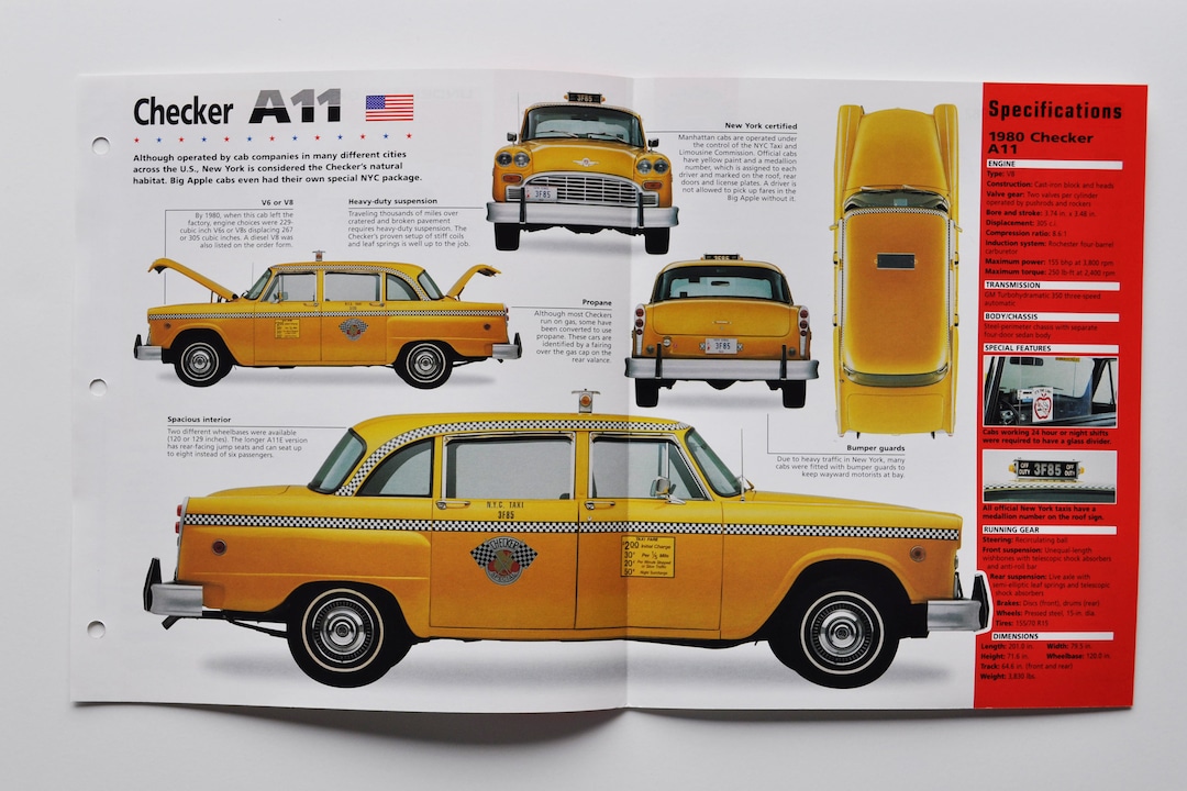 en-taxi 17冊 Spec Sheet Checker A11 (1963-1982) (car Photo Stat Info Specs