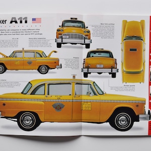 Spec Sheet Checker A11 (1963-1982) (auto foto stat info specifiche brochure stampa parti annuncio vecchio vintage new york manhattan cab taxi giallo)