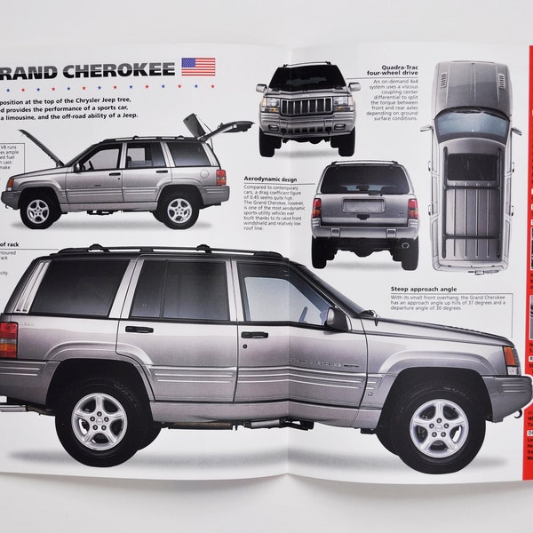 Spec Sheet Jeep Grand Cherokee (1993-PRESENT) (car photo stat info specs brochure print parts ad vintage classic engine retro sports dealer)