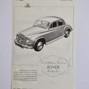 Annonce pour une voiture Rover Seventy-Five 75 1950