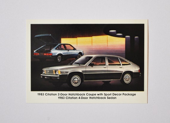 Chevrolet Postcard 1983 Citation 2 door Hatchback Coupe car Dealer