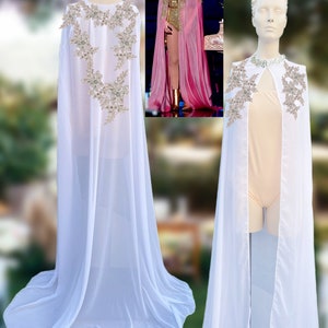 Many Colors/ full size sheer chiffon cape sequins/Halloween costume cape/ cosplay/ medieval cloak / sequins cape /Bridal cape