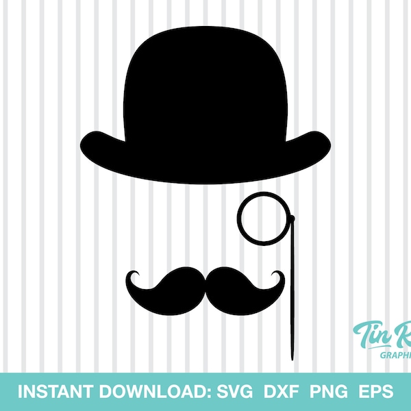 Bon Gentleman SVG, Chapeau, Monocle, Moustache, Fichier Coupé