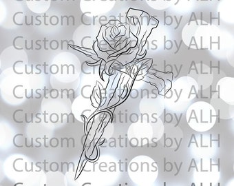 Nail Cross with Rose SVG
