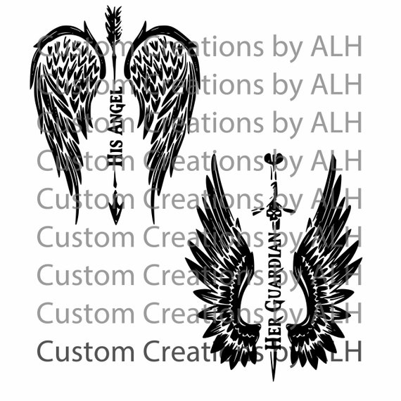 Download His Angel Her Guardian SVG Cut File | Etsy