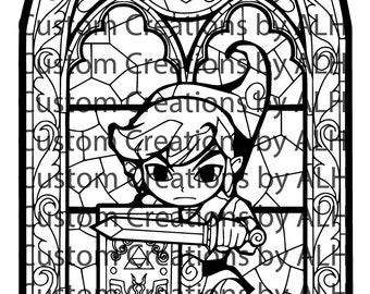 Legend of Zelda - Vitrail - Lien- SVG - fichier coupé - Imprimable