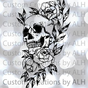 Skull and Flowers - SVG - Cutfile - Cricut - Silhouette