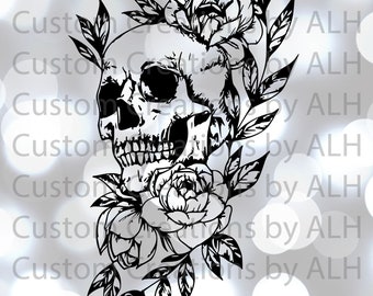 Skull and Flowers - SVG - Cutfile - Cricut - Silhouette