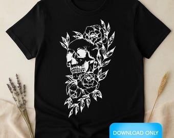 Skull and Flowers SVG Cut File | Cricut & Silhouette Design | Floral Skull Clipart