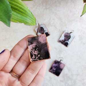The man with the cigarette in the starry night, Van Gogh earrings, Vincent Van Gogh art , Van Gogh painting, copper, decoupage, resin art