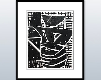Woodcut ~ expressionist style print ~ "Relaxed Figure" ~ For self-printing digital download ~ Hi fidelity and scalable modern art print.