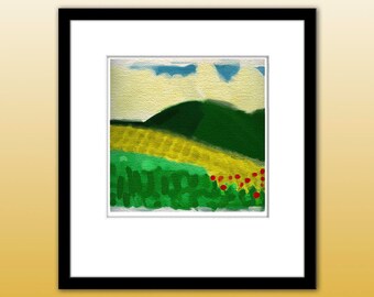 Poppies. Landscape, watercolour ready as an immediate download for you to print and display on your wall.