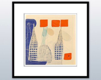 Self-printing ~ Red Cubes ~ Square scalable format, abstract, free-form artwork ready for printing.