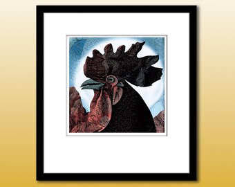 Digital ~ Cock-a-doodle-doo Descending Innocence ~ High fidelity artwork available for immediate download  for self-printing. Rooster art.