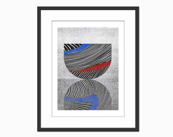 Print - "Fast Top" Woodblock print. Geometric abstract. Mid-century modern wall art. Download now and print conveniently at home.