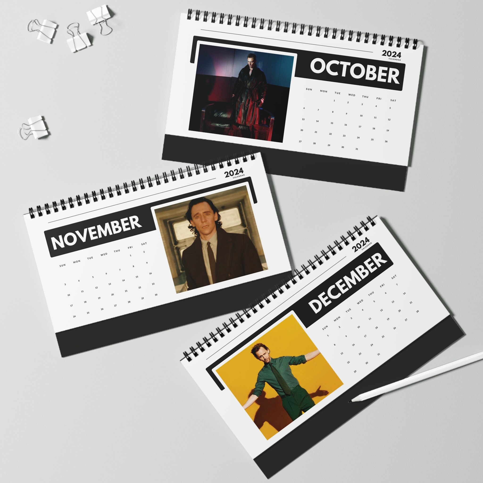 Tom Hiddleston Desk Calendar 2024, Loki Calendar, God of Stories, Loki