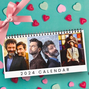 David Tennant Michael Sheen Desk Calendar 2024, Good Omens, Aziraphale and Crowley, David Tennant Gift, Ineffable Husbands
