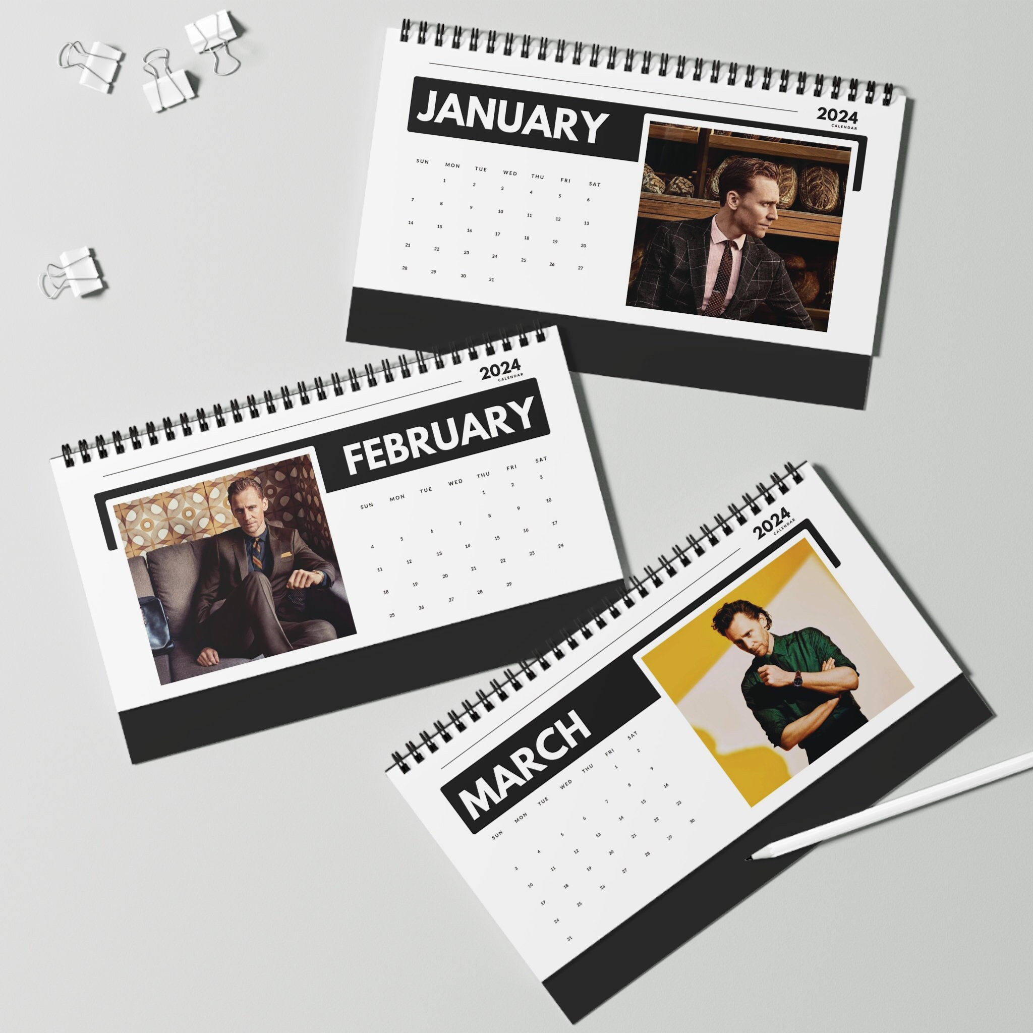Tom Hiddleston Desk Calendar 2024, Loki Calendar, God of Stories, Loki