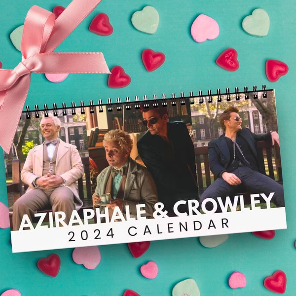 Aziraphale and Crowley Desk Calendar 2024, David Tennant Michael Sheen, Good Omens, David Tennant Gift, Ineffable Husbands