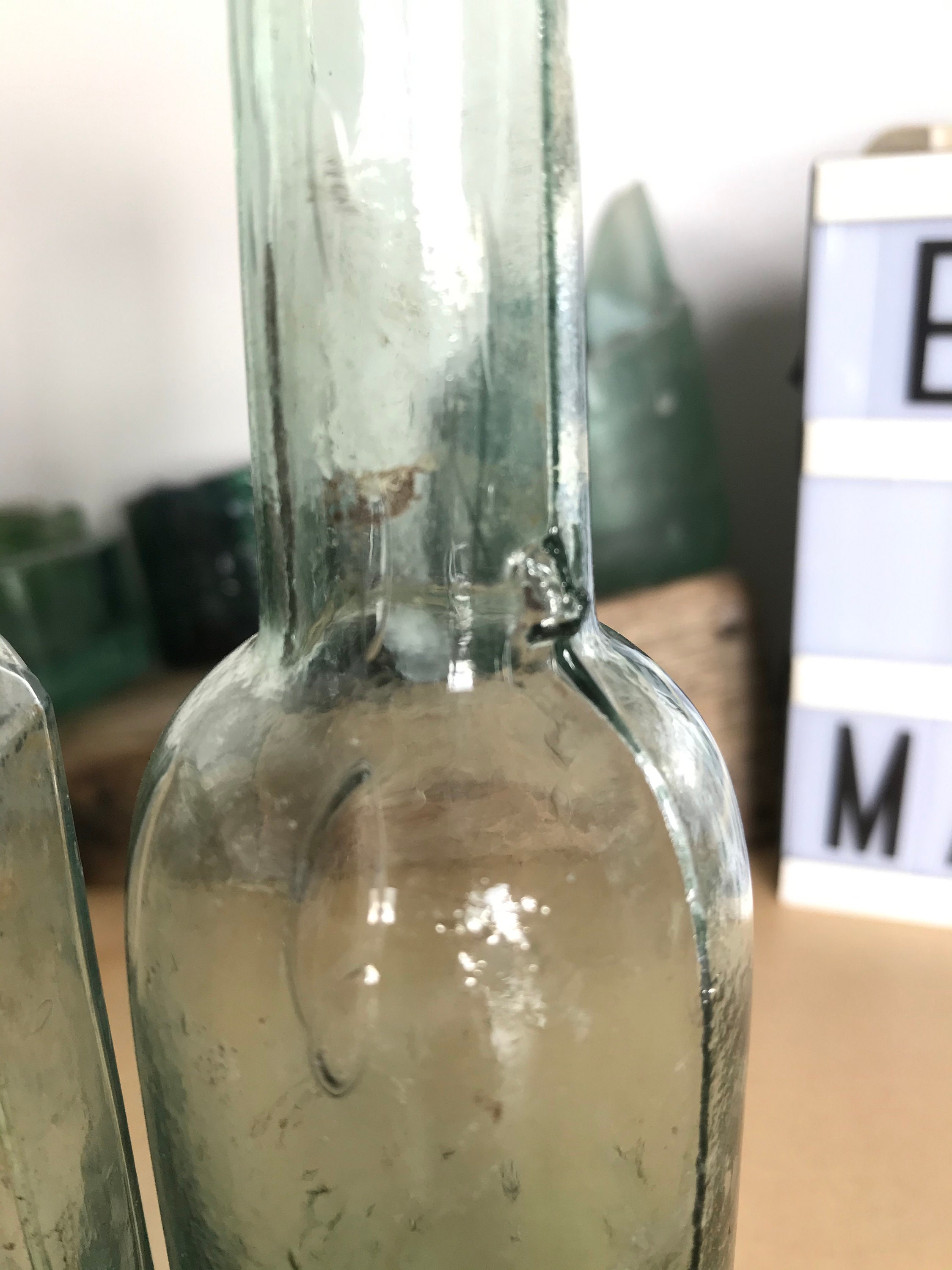 Tres botellas de salsa antiguas acuáticas diferentes Etsy