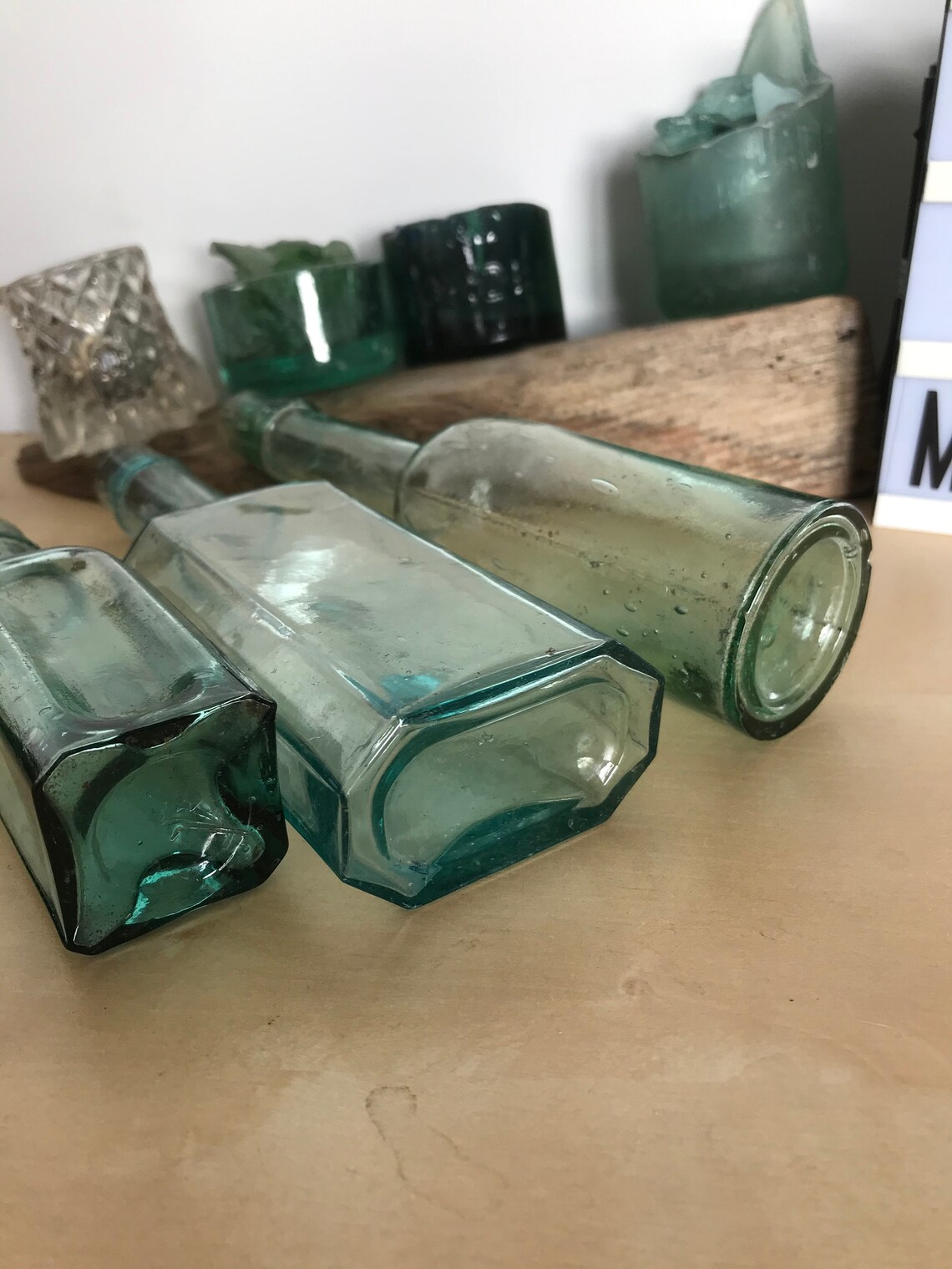 Tres botellas de salsa antiguas acuáticas diferentes Etsy