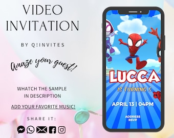 Spidey Birthday Video Invitation, Animated Party Invite
