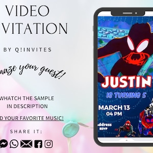 Spider Verse , Spider Verse Invitation, Spider Verse Ideas, Spider man party, Spider Man Video, Spider Man Animated