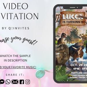 Dinosaur ,Dinosaur Animated Invitation ,Dinosaur Invitation, Dinosaur Birthday Invitaion, Dinosaur Party, Jurassic Park, Jurassic Park Video