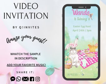 Bunny Video Invitation,Bunny Invitation,Bunny, Easter, Egg Hunt, Easter Invitation, Easter Animated, Bunny Animated ,Birthday Invitaion