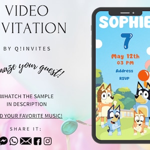 Bluey ,Bluey Invitation, Bluey Party, Bluey Video, Bluey Animated, Bluey Birthday, Bluey Invite, Bluey Ideas