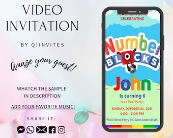 Invitation vidéo d'anniversaire Numberblocks : invitation à une fête animée